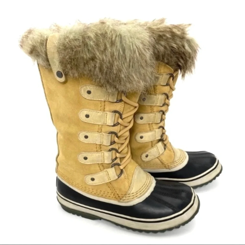 SOREL Joan of Arctic Fur Lining Winter Snow Duck Boot in Beige 1555381373